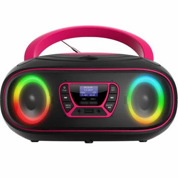 Preview: Boombox avec radio DAB+/FM, fonction Bluetooth, USB, lecteur CD et entrée AUX, rose – votre compagnon idéal pour profiter de votre musique