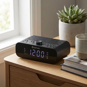 DAB+ clock radio with Bluetooth 5.0, FM tuner, 3.5-inch LED display, USB-C charging port, 2 alarm times, snooze & sleep timer, digital radio, black