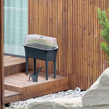 Preview: Serra compatta antracite 47 l, stazione di semina con coperchio e gambe: box per semina, robusta e portatile per piante