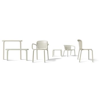 Preview: Comfortable plastic garden chair, beige – ergonomic garden chair with armrests – modern, lightweight & stackable, suitable for outdoor use