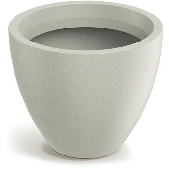 Preview: Moderner Pflanzkübel Rund Ø38cm in Sand, Blumentopf 23L aus Kunststoff für Innen & Aussen, Frostsicher & UV-Beständig, Leichtgewicht