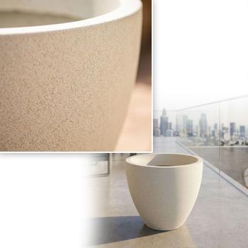Preview: Moderner Pflanzkübel Rund Ø38cm in Sand, Blumentopf 23L aus Kunststoff für Innen & Aussen, Frostsicher & UV-Beständig, Leichtgewicht