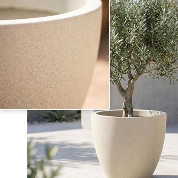 Preview: Moderner Pflanzkübel Rund Ø58cm in Sand, Blumentopf 86L aus Kunststoff für Innen & Aussen, Frostsicher & UV-Beständig, Leichtgewicht