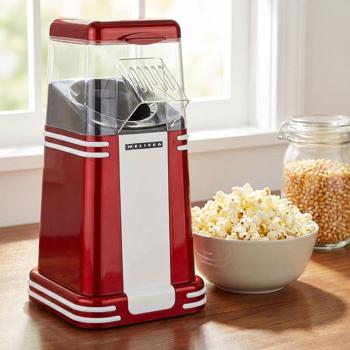 Vintage Popcorn Maker, red-white, hot air – retro design for quick, low-fat popcorn at home