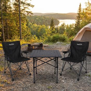 Preview: Campinggarnitur 3-teilig Set mit quadratischem Campingtisch und 2 Klappstühlen, Leicht & Faltbar für Outdoor Garten Picknick Terrasse Balkon