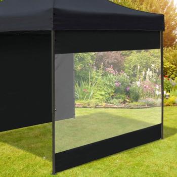 Preview: Pavillon pliant ultra‑compact 3x3 m noir, incl. 2 parois latérales – tente de fête stable – tente de jardin mobile pour jardin, événements, marchés, fêtes et camping