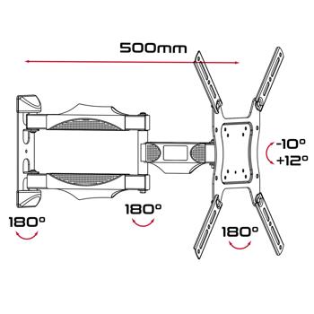 Preview: Stable swivelling & tilting TV wall mount, universal for 26–42 inch TVs – flexible wall distance up to 50 cm, max. 30 kg, black