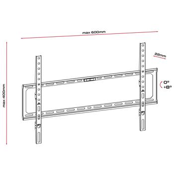 Preview: TV wall mount for 32–80 inch TVs, tiltable, up to 45 kg, up to VESA 600x400, 22 mm wall distance, monitor bracket