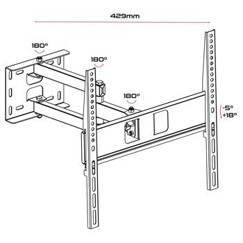 Preview: Support mural TV orientable et inclinable pour téléviseurs 32“–55“, jusqu’à 35 kg, VESA 400x400, distance au mur 105–429 mm, support pour moniteur