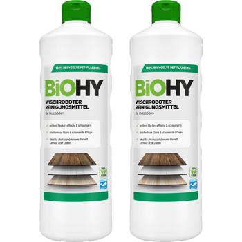 Set de 2 concentrés nettoyants pour sols en bois pour robots laveurs, parfum citron, végan, 1 L, biodégradable, séchage rapide