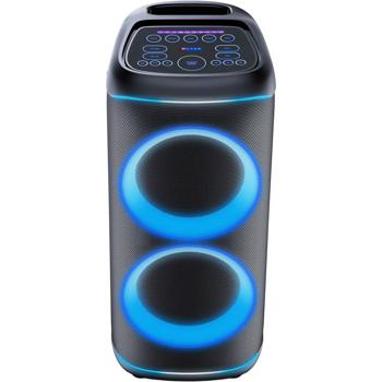 Preview: Bluetooth-Partylautsprecher 200W RMS: Musikbox mit LED-Lichtshow, TWS, Akku, Rollen, Mikrofon & Fernbedienung - IPX4 Spritzwasserschutz