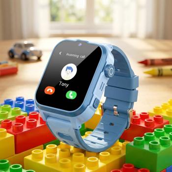 Robust blue kids‘ smartwatch with 4G video calls and precise GPS tracker – waterproof watch with SOS function and camera for maximum safety