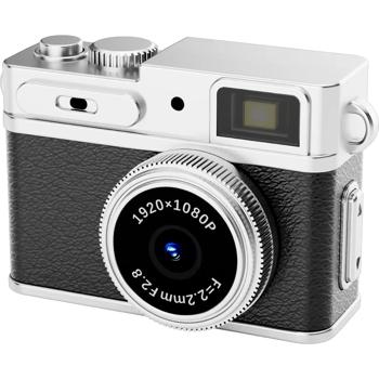 Preview: Mini appareil photo numérique Full HD porte‑clés, 3,1 x 4,8 x 2,15 cm, noir : adorable caméra rétro pour enfants et voyages. Photos 12 MP et vidéos 1080P