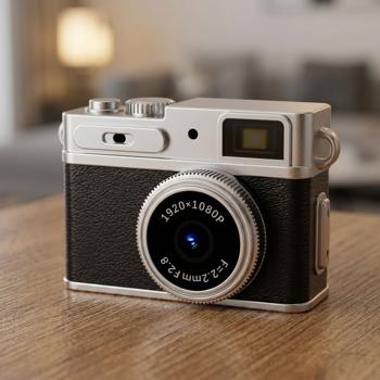 Mini appareil photo numérique Full HD porte‑clés, 3,1 x 4,8 x 2,15 cm, noir : adorable caméra rétro pour enfants et voyages. Photos 12 MP et vidéos 1080P