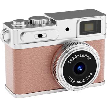 Preview: Mini Full HD Digitalkamera als Schlüsselanhänger, 3,1 x 4,8 x 2,15 cm, Rosa: Süsse Retro-Kamera für Kinder & Reisen. 12MP Fotos & 1080P Videos 