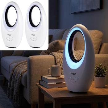 Set of 2 bladeless fans with LED: modern tower fan with remote control, oscillation & timer – perfect for hot days
