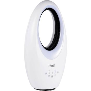 Preview: Ventilatore senza pale con LED: moderno ventilatore a torre con telecomando, oscillazione & timer – perfetto per giornate fresche e ventilate