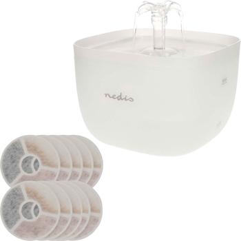 Fontanella per animali 2L con 10 filtri di ricambio – Distributore d’acqua ultra silenzioso per cani e gatti, cascata a 360°, filtro a 4 stadi, luce LED, senza BPA