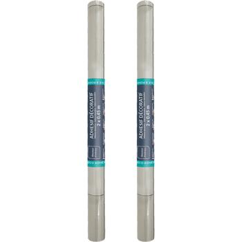 Preview: 2er-Set Stilvolle Klebefolie in Backsteinoptik, weiss – Hochwertige Dekofolie, selbstklebend, 45cmx200cm