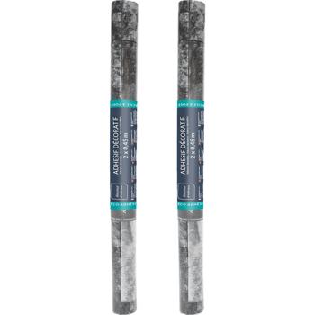 Preview: 2er-Set Stilvolle Klebefolie in Backsteinoptik, grau – Hochwertige Dekofolie, selbstklebend, 45cmx200cm