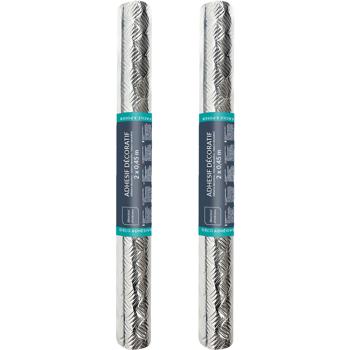 Preview: 2er-Set Minimalistische Klebefolie in Metalloptik, silber – Hochwertige Dekofolie, selbstklebend, 45cmx200cm