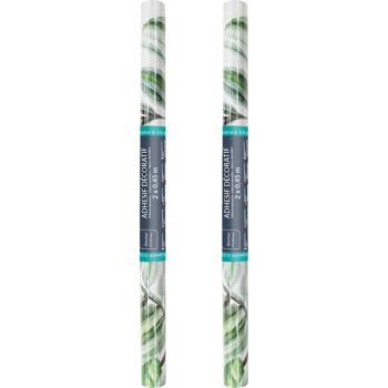 Preview: 2er-Set Exotische Klebefolie in Dschungel-Optik – Moderne Dekofolie, 45cmx200cm - Sommerliche selbstklebende Folie 