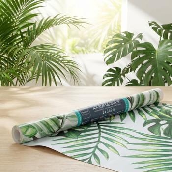Preview: 2er-Set Exotische Klebefolie in Dschungel-Optik – Moderne Dekofolie, 45cmx200cm - Sommerliche selbstklebende Folie 