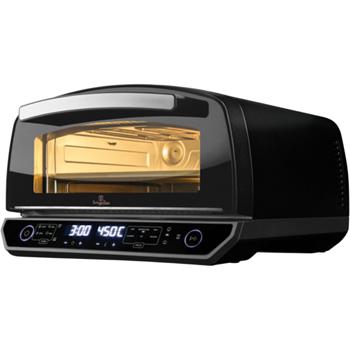 Preview: Pizzaofen elektrisch 450°C mit Pizzastein, 2200W Indoor Ofen für 33cm Pizza, Touch-Display, 10 Funktionen, inkl. Pizzaheber & Backblech, Schwarz