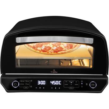Preview: Pizzaofen elektrisch 450°C mit Pizzastein, 2200W Indoor Ofen für 33cm Pizza, Touch-Display, 10 Funktionen, inkl. Pizzaheber & Backblech, Schwarz