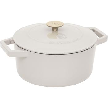 Preview: Casseruola in ghisa Ø24 cm 4,35 L, color crema: elegante casseruola, adatta all’induzione e al forno – brasiera per stufare, cuocere al forno e servire