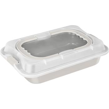 Preview: Arrostoio con coperchio 36,5 x 24,5 cm – Pirofila antiaderente in acciaio al carbonio, resistente al forno fino a 220 °C, ideale per forno e trasporto