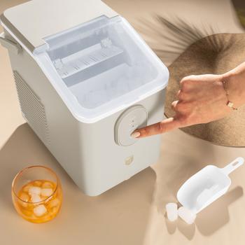 Preview: Macchina per cubetti di ghiaccio – Compatto ice maker dal design retrò con serbatoio 0,8L & 120W – 12kg di ghiaccio in 24h – Inclusa pratica paletta per il ghiaccio, crema