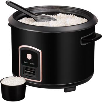 Preview: Moderner Reiskocher 1,8L 700W, Antihaft-Topf in Schwarz-Roségold, edler Reisgarer für perfekte Kochergebnisse, effizient & stilvoll