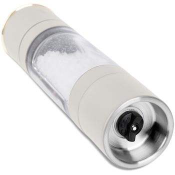Preview: 2‑in‑1 salt & pepper mill: matte cream, designer spice mill – stylish & practical – grinds salt & pepper at the same time – an eye‑catcher in any kitchen