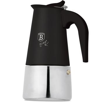 Preview: Espresso maker for 6 cups, matt black: stainless-steel moka pot, fast espresso maker for perfect coffee enjoyment, easy-care