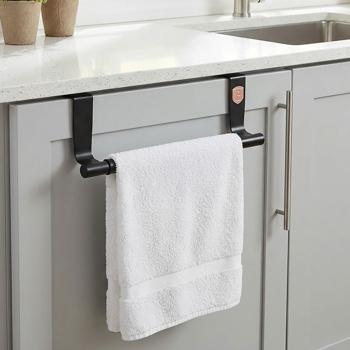 Extendable stainless steel tea towel holder, black‑rose gold, adjustable 23–40 cm – space‑saving towel holder for kitchen and cupboard