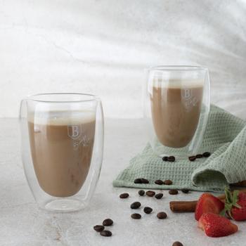 Preview: Set of 2 double-walled coffee mugs, 300 ml, floating effect, heat-resistant barista glass, cappuccino, latte macchiato, tea