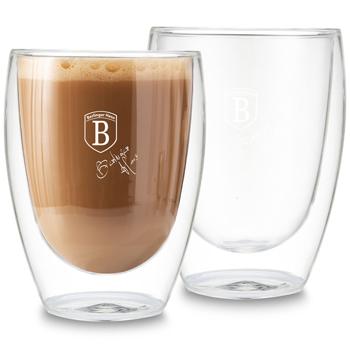 Set of 2 double-walled coffee mugs, 300 ml, floating effect, heat-resistant barista glass, cappuccino, latte macchiato, tea