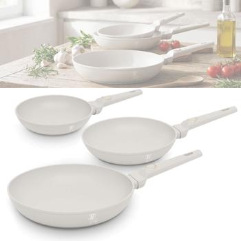 Frying pan set, 3-piece Ø 20/24/28 cm – Induction & all hobs – TitaniumPro non-stick, soft-touch handles – Sahara/Beige – Free from PFOA/lead/cadmium
