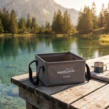Foldable camping washing tub 15L – Robust PVC water container & folding bowl for outdoor campsites, trekking & motorhomes
