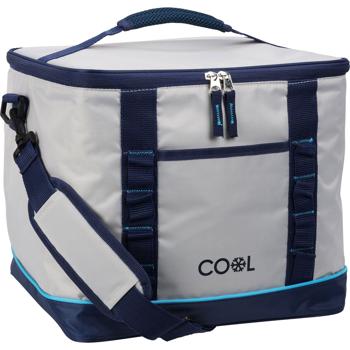 Sac isotherme 28 litres blanc/bleu – Sac isolant pliable avec isolation 6 mm, poignée et bandoulière – Glacière pratique pour excursions, plage et camping