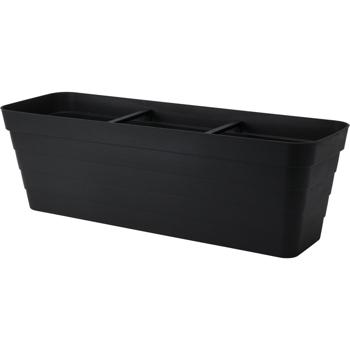 Preview: Set di 2 fioriere rettangolari da balcone in antracite – 60x20x19 cm – vasche per piante con sistema di irrigazione integrato – cassetta per fiori robusta per terrazza e balcone