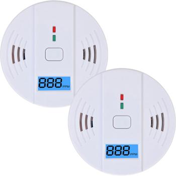 Preview: Lot de 2 détecteurs de monoxyde de carbone CO avec afficheur LCD, alarme 85 dB, certifiés DIN EN5029, avertisseurs CO avec fonction mémoire pour la maison et le camping