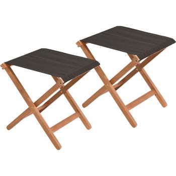 Preview: Lot de 2 tabourets pliants confortables en bois – tabouret de jardin résistant aux intempéries et tabouret de camping pliable – tabouret pliant robuste pour grillades, camping et pêche
