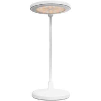 Preview: Elegante LED Schreibtischlampe mit Schminkspiegel & Akku, Weiss – Dimmbare Kosmetiklampe & Make-up Licht für Schminktisch & Büro, USB-C, 58.3cm