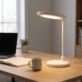 Elegante LED Schreibtischlampe mit Schminkspiegel & Akku, Weiss – Dimmbare Kosmetiklampe & Make-up Licht für Schminktisch & Büro, USB-C, 58.3cm