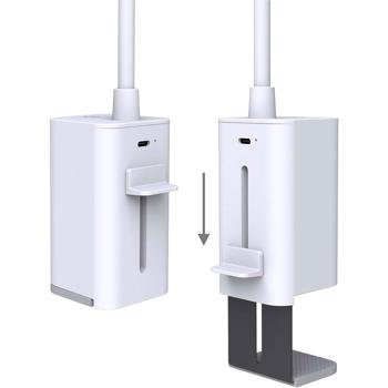 Preview: Elegante LED Schreibtischlampe dimmbar mit Klemme – Moderne Tischleuchte für Büro, Studium & Lesen, USB Akku Klemmlampe, Weiss