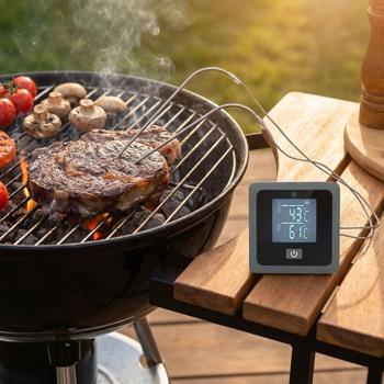 Präzises Bluetooth Fleischthermometer mit 2 Sonden für BBQ & Ofen – Smarte App-Steuerung, Timer & Alarm für perfekte Grillergebnisse, 7,5cm