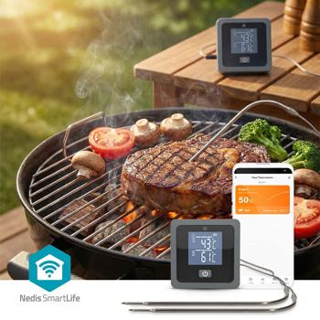 Preview: Präzises Bluetooth Fleischthermometer mit 2 Sonden für BBQ & Ofen – Smarte App-Steuerung, Timer & Alarm für perfekte Grillergebnisse, 7,5cm