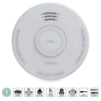 Preview: Détecteur de fumée photoélectrique conforme DIN EN 14604 – avertisseur d’incendie fiable avec alarme 85 dB et bouton de test – fonctionnement sur pile 9 V et matériel de montage inclus